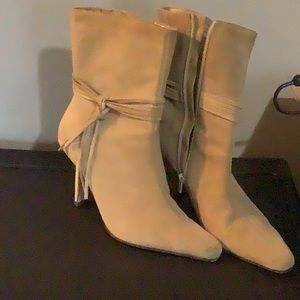 Camel colored booties. Suede with fringe. Size 8.5